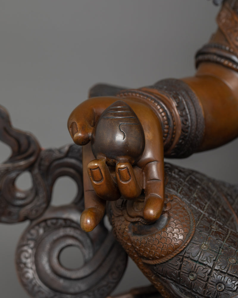 Hand-Carved Dzambhala Kuber Statue | Tibetan Sculpture