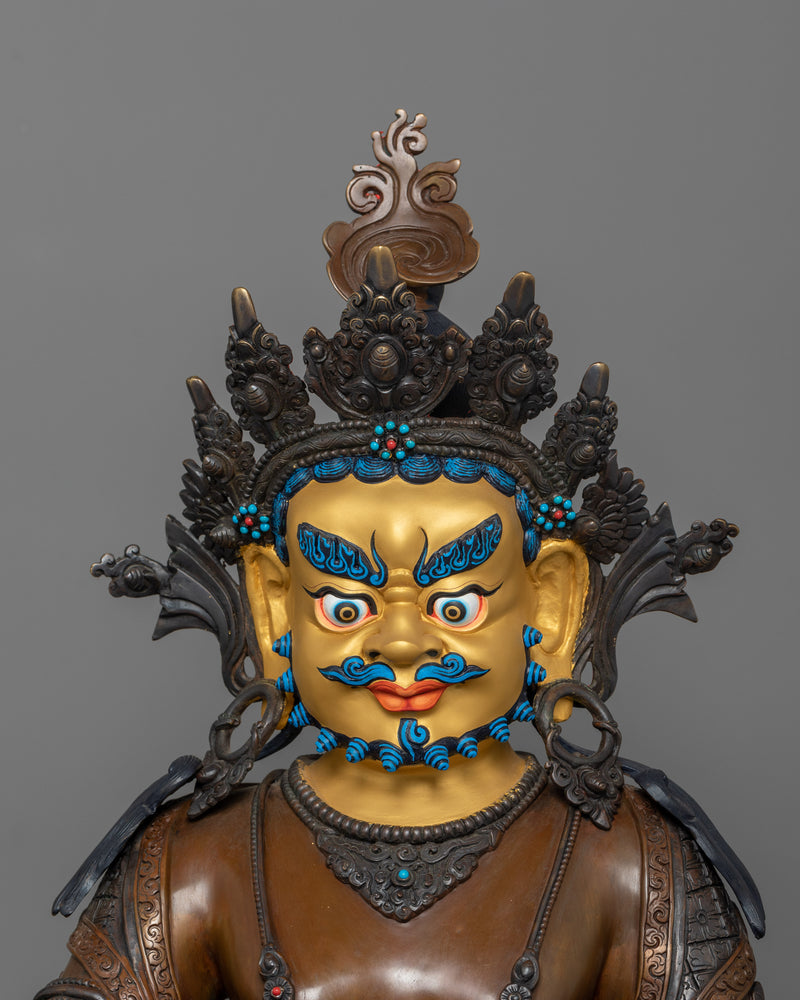 Hand-Carved Dzambhala Kuber Statue | Tibetan Sculpture