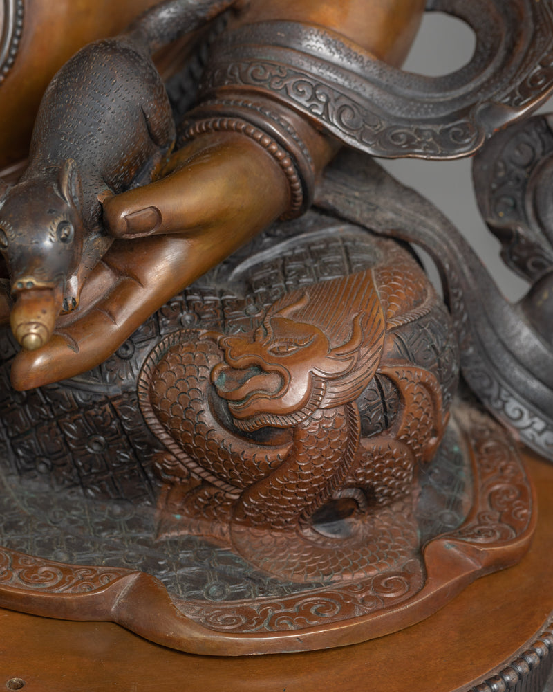 Hand-Carved Dzambhala Kuber Statue | Tibetan Sculpture