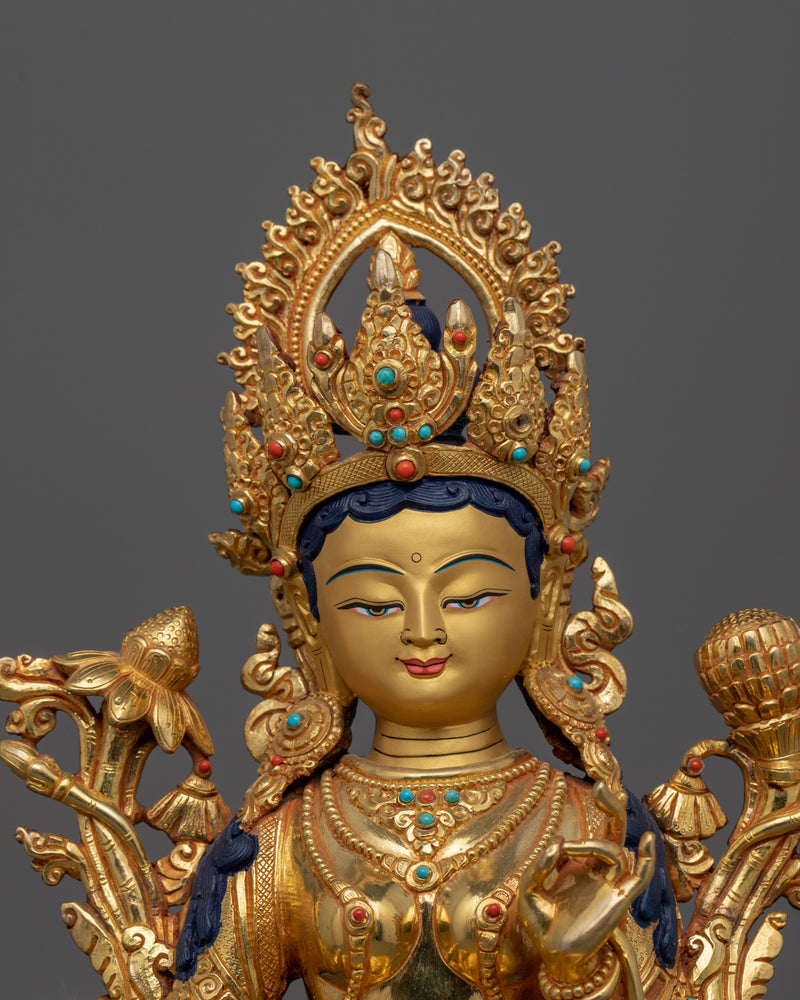 Green Tara Pure Land Statue | Compassionate Shri Goddess