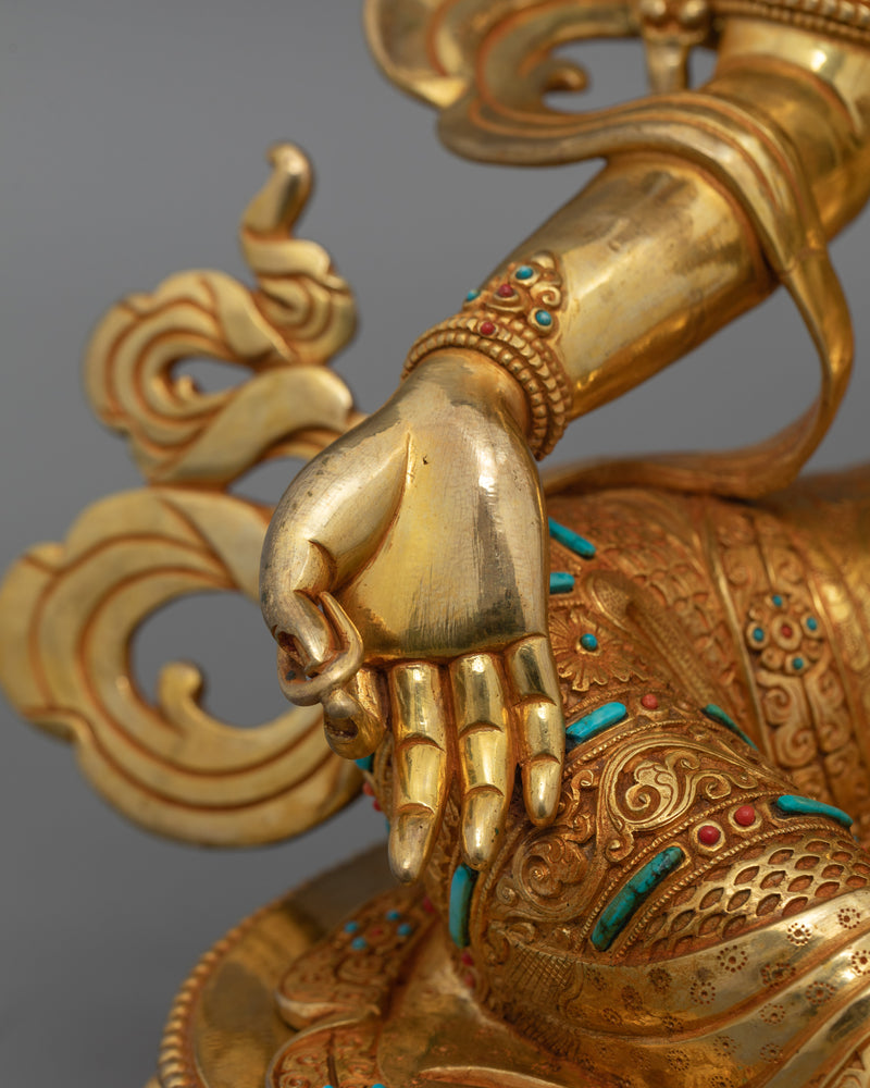 Hand-Carved Green Tara Compassionate Deity Statue | Tibetan Sculpture