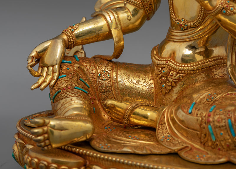 Hand-Carved Green Tara Compassionate Deity Statue | Tibetan Sculpture