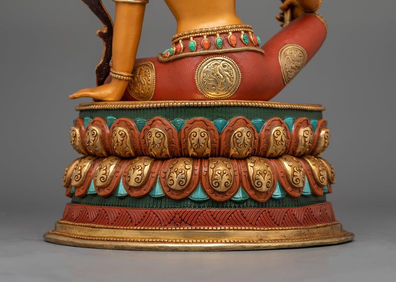 Tibetan Manjushri Deity of Knowledge Statue | 24K Gold Gilded  Sculpture