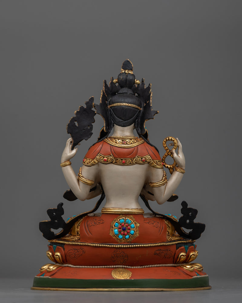 Chenrezig Statue on Double Petal Lotus | Embodiment of Compassion