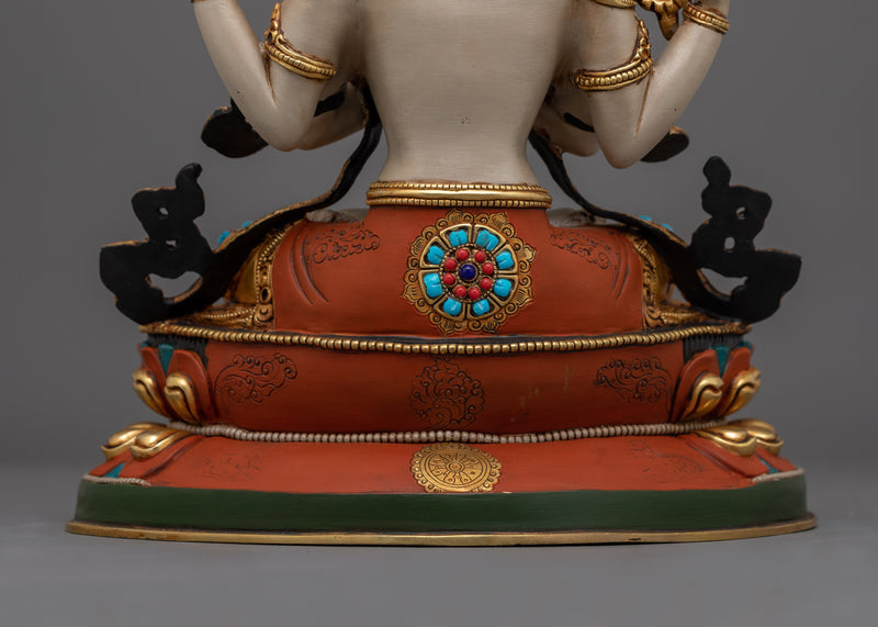 Chenrezig Statue on Double Petal Lotus | Embodiment of Compassion