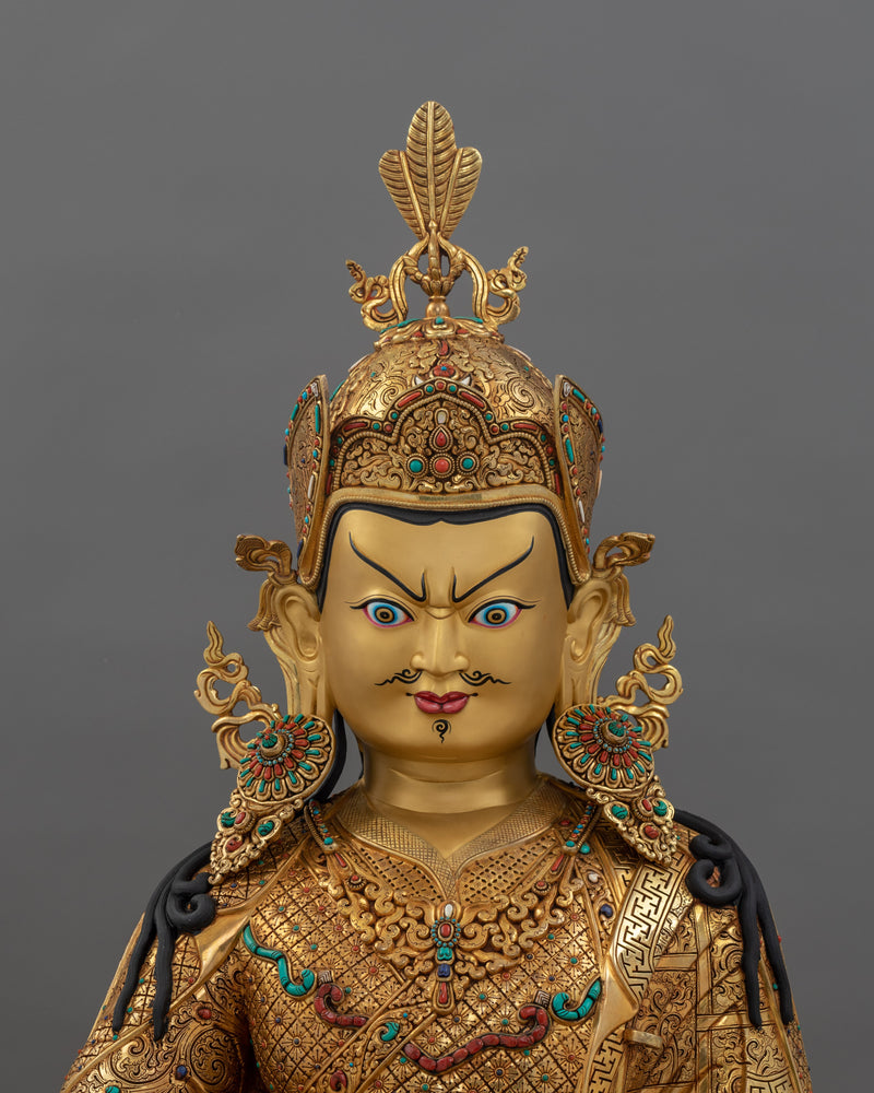 Traditional Tibetan Guru Rinpoche Statue | Religious Buddhist Art for Meditation & Spiritual Growth