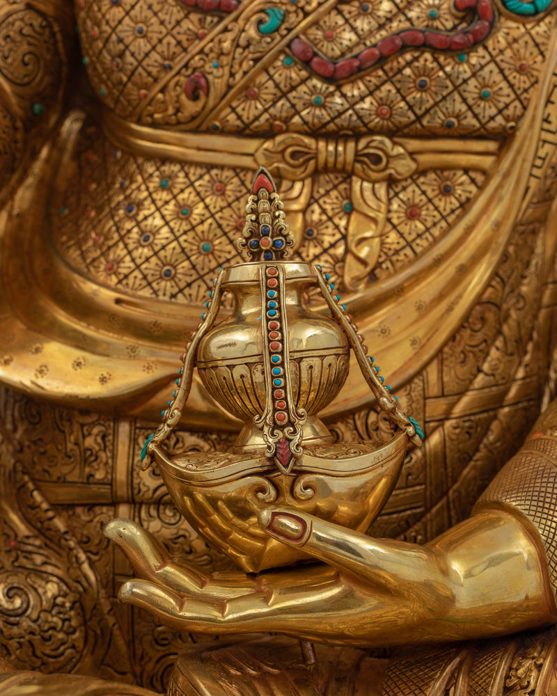 Traditional Tibetan Guru Rinpoche Statue | Religious Buddhist Art for Meditation & Spiritual Growth