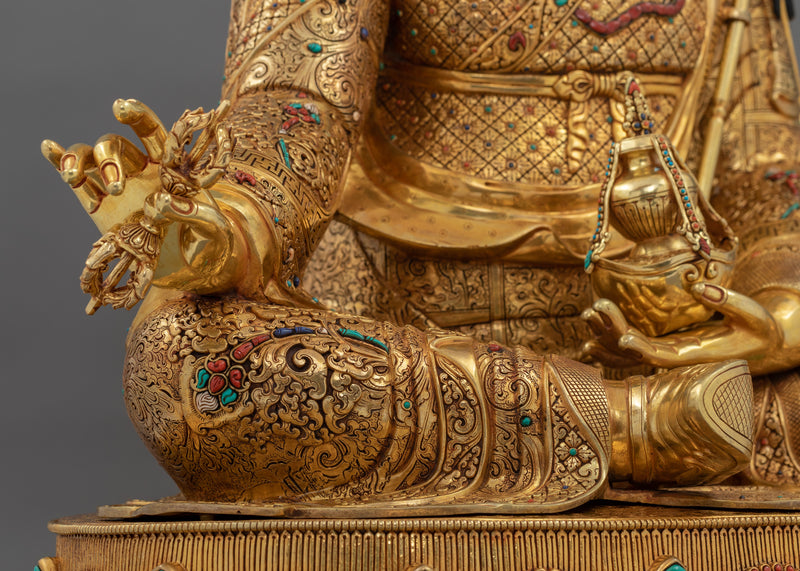 Traditional Tibetan Guru Rinpoche Statue | Religious Buddhist Art for Meditation & Spiritual Growth