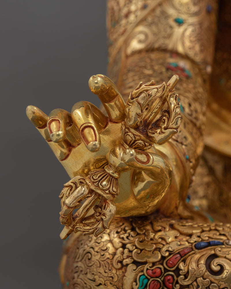 Traditional Tibetan Guru Rinpoche Statue | Religious Buddhist Art for Meditation & Spiritual Growth