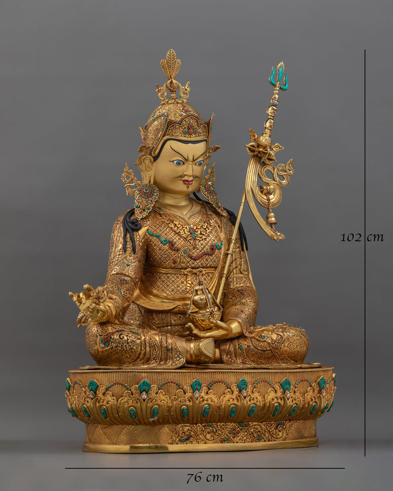 Traditional Tibetan Guru Rinpoche Statue | Religious Buddhist Art for Meditation & Spiritual Growth