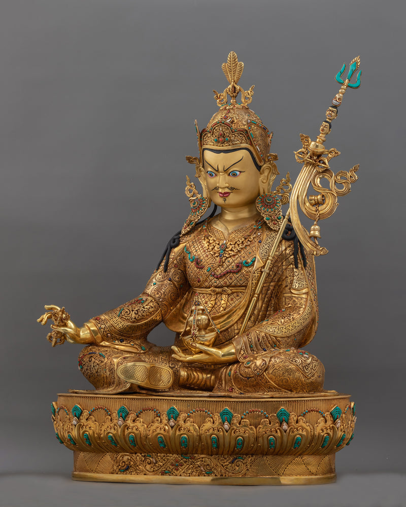 Traditional Tibetan Guru Rinpoche Statue | Religious Buddhist Art for Meditation & Spiritual Growth