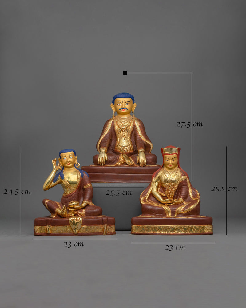 Tibetan Kagyu Master Set | Marpa, Milarepa, Gampopa Statue Set