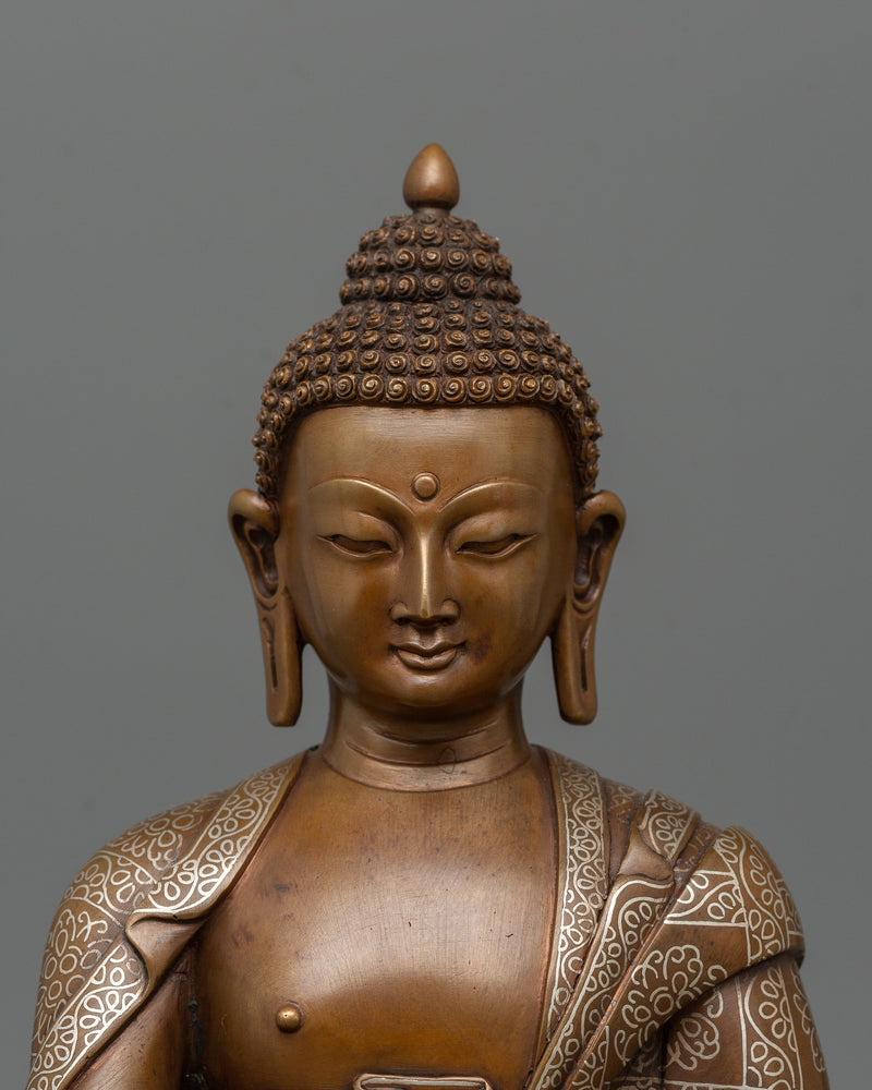 Awakening Shakyamuni Buddha Statue | Copper & Silver Sculpture for Spiritual Reflection