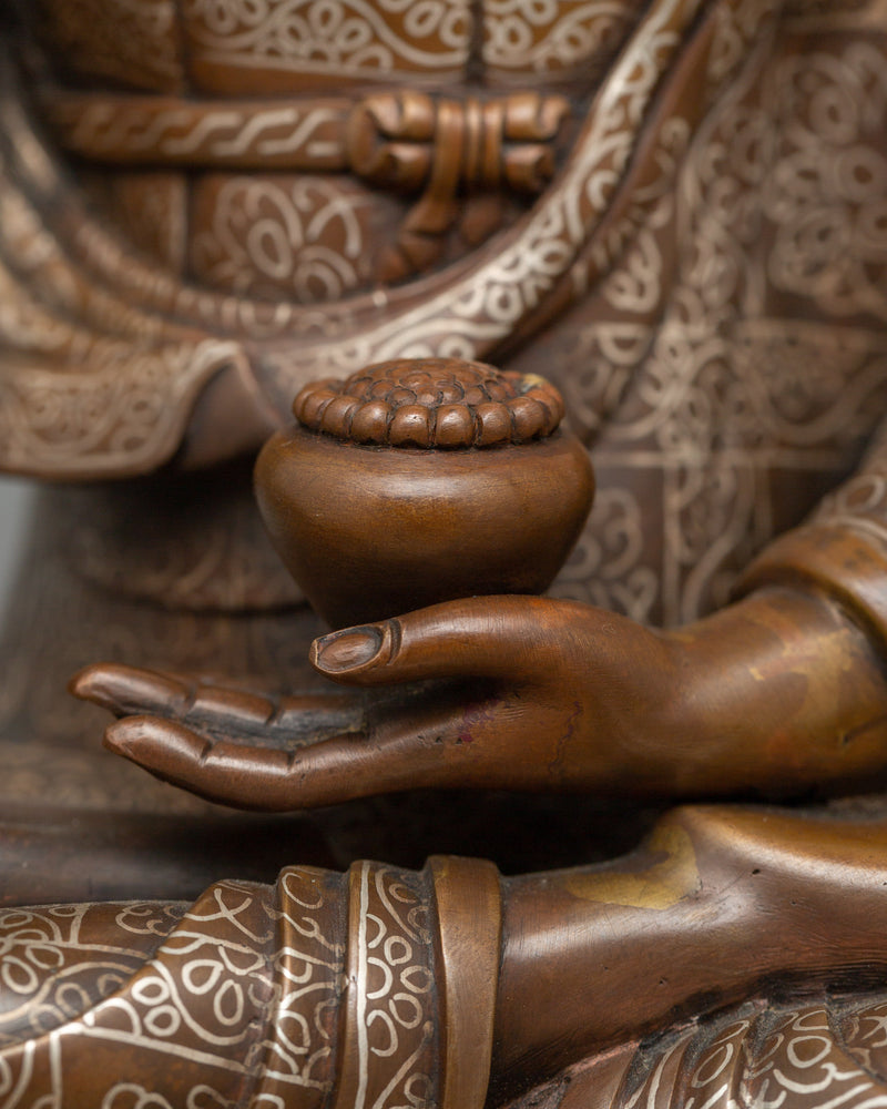 Awakening Shakyamuni Buddha Statue | Copper & Silver Sculpture for Spiritual Reflection