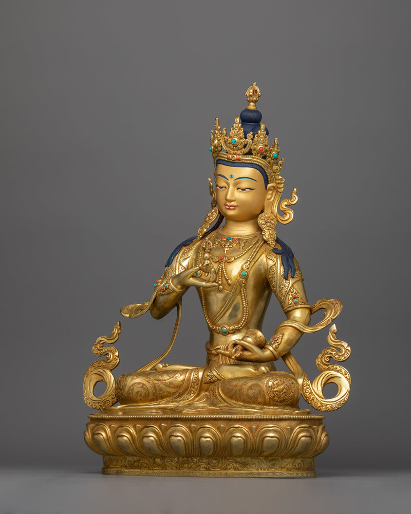 Sacred Vajrasattva Meditation figure | 24K Gold Gilded & Gemstone Art |  Spiritual Decor