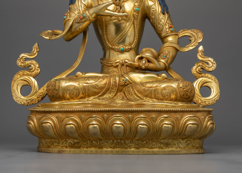 Sacred Vajrasattva Meditation figure | 24K Gold Gilded & Gemstone Art |  Spiritual Decor