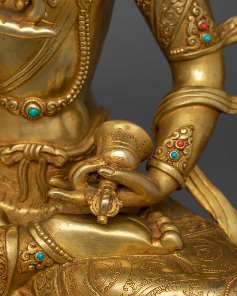 Sacred Vajrasattva Meditation figure | 24K Gold Gilded & Gemstone Art |  Spiritual Decor