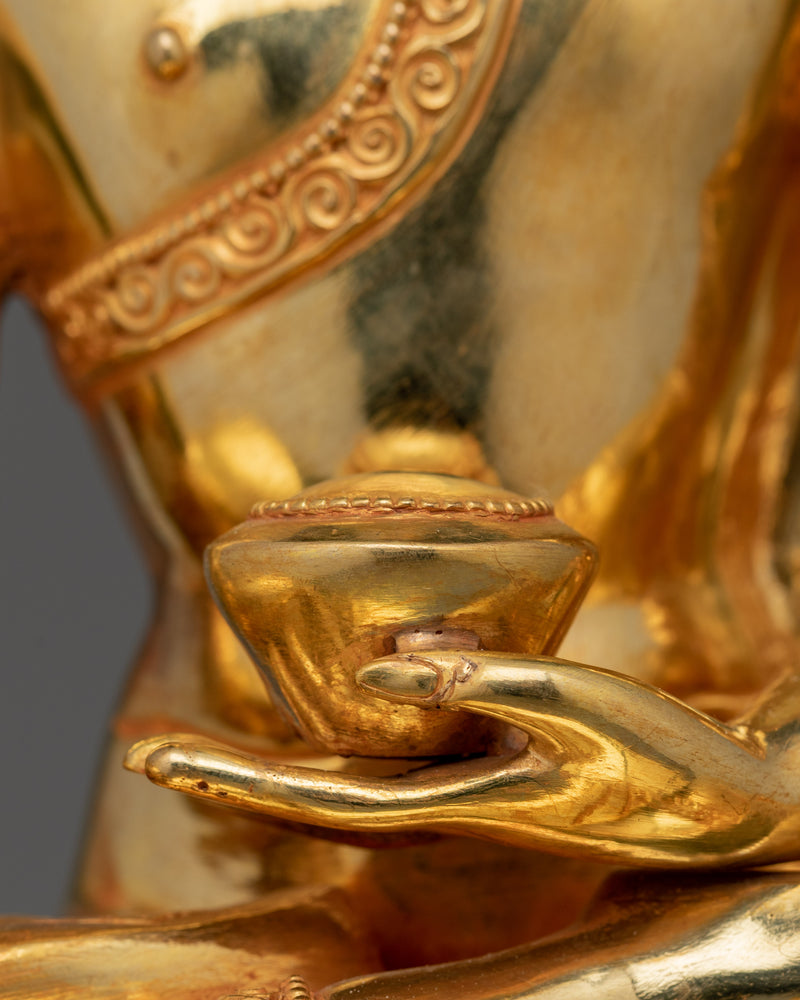 Shakyamuni 24k gold Buddha statue | Meditation Buddha with Copper Body, Acrylic Finish