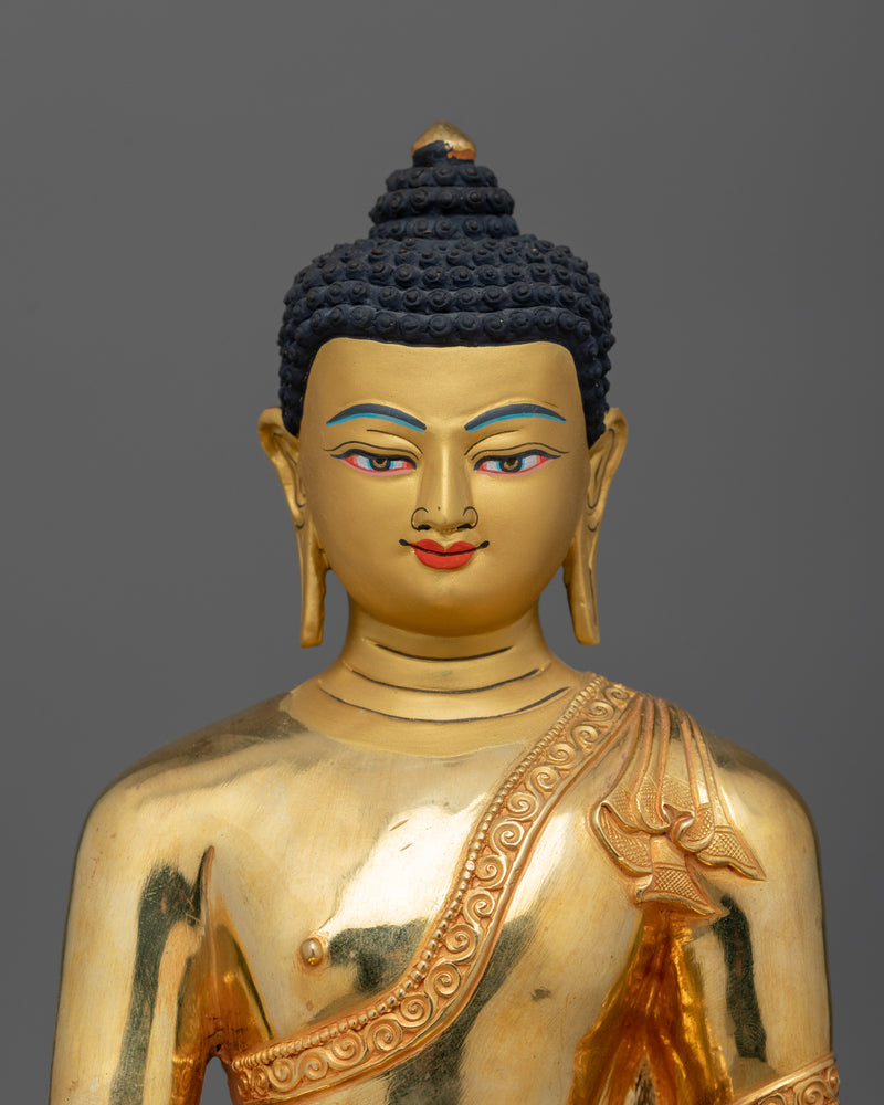 Shakyamuni 24k gold Buddha statue | Meditation Buddha with Copper Body, Acrylic Finish