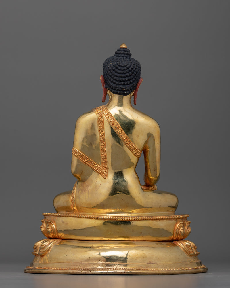 Shakyamuni 24k gold Buddha statue | Meditation Buddha with Copper Body, Acrylic Finish