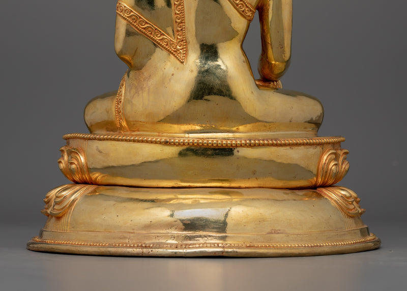 Shakyamuni 24k gold Buddha statue | Meditation Buddha with Copper Body, Acrylic Finish