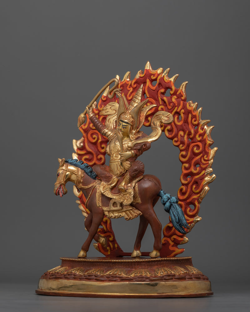 Handmade Warrior King Gesar Statue | Tibetan protector deity | Oxidized copper Gesar