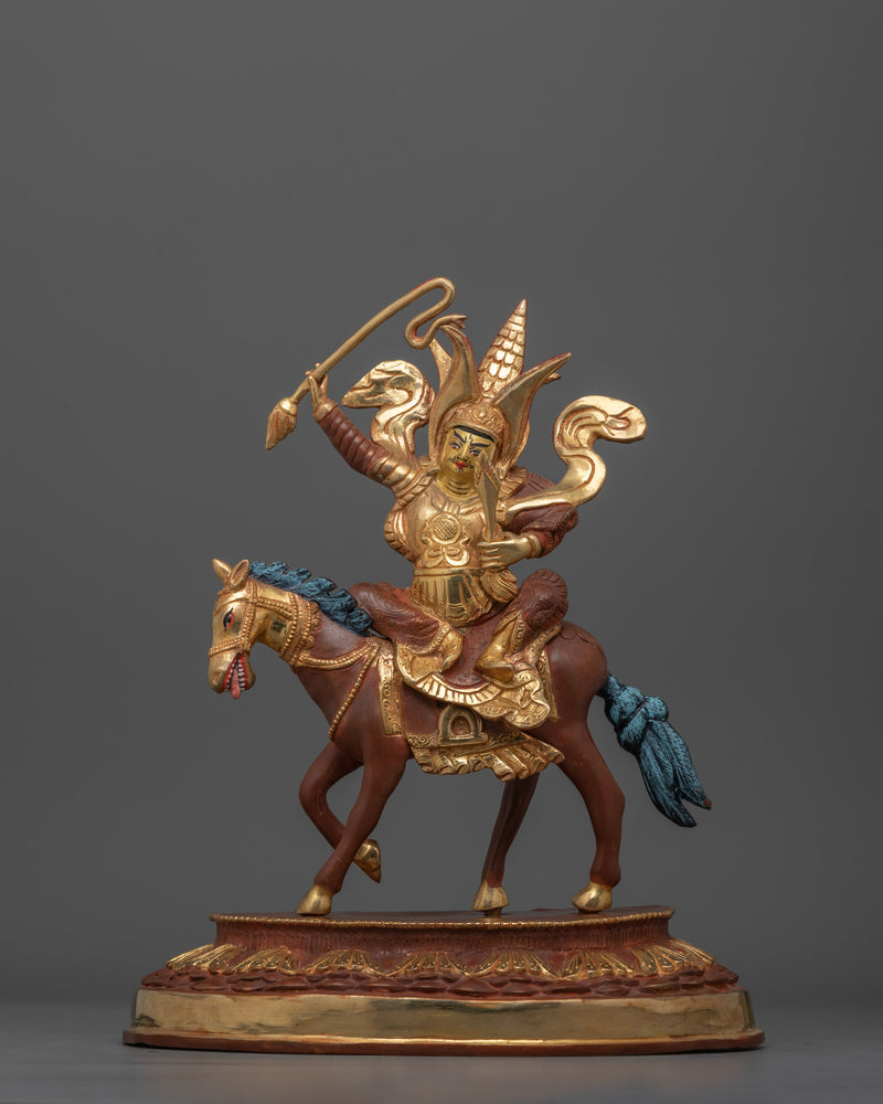 Handmade Warrior King Gesar Statue | Tibetan protector deity | Oxidized copper Gesar