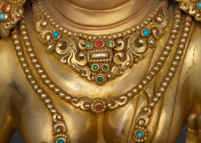 Green Tara Gold Gilded compassionate deity | Bodhisattva of Compassion, protection Deity