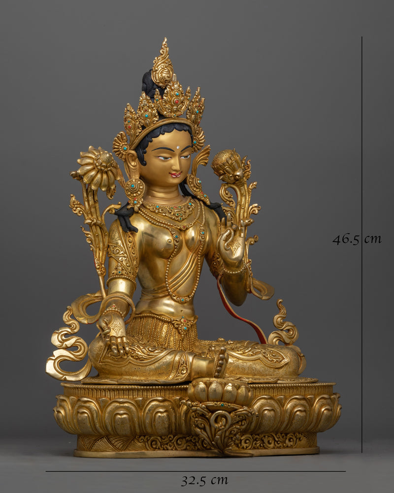 Green Tara Gold Gilded compassionate deity