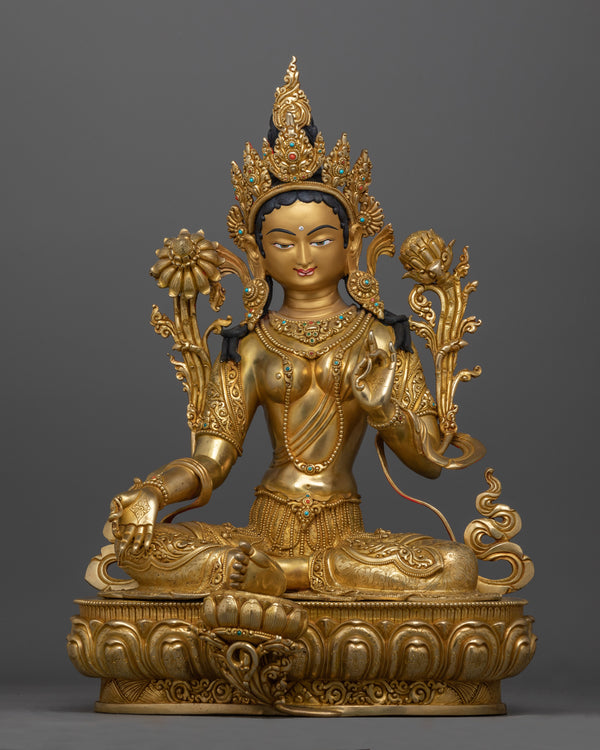 Green Tara Gold Gilded compassionate deity