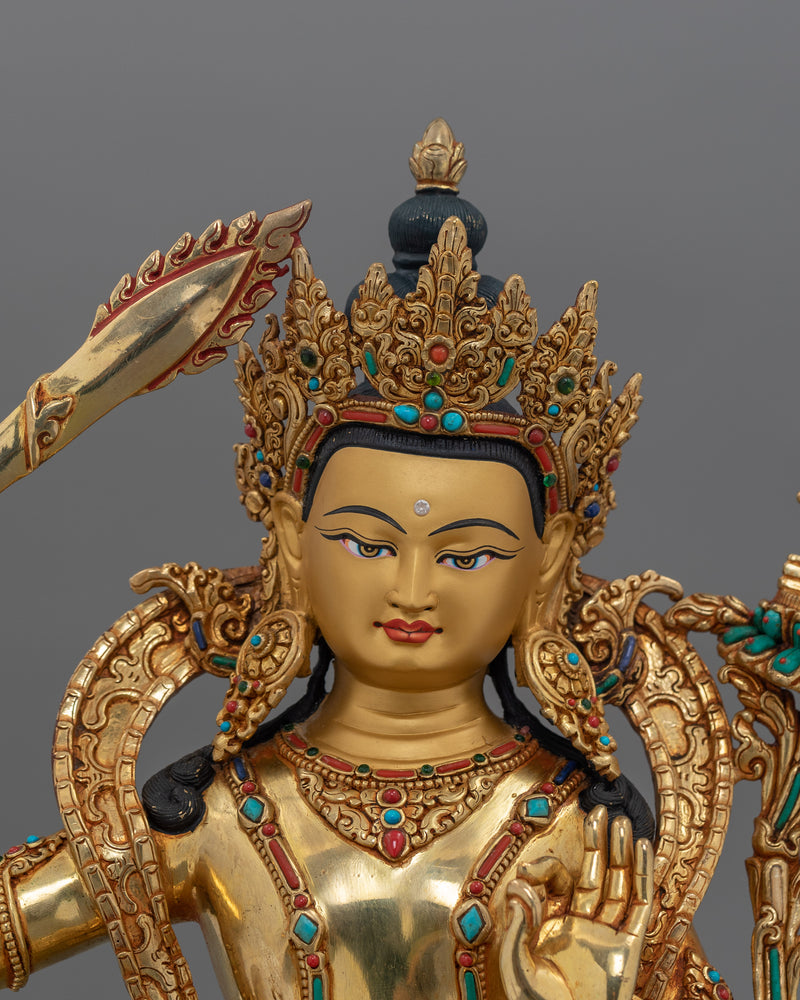 Handcrafted Manjushri Bodhisattva Dharma Statue |  Symbol of Wisdom & Enlightenment