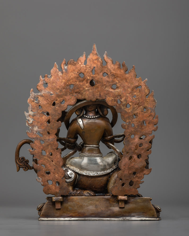 Simhanada Chenrezig  Avalokiteshwara Statue | Silver-Plated Bodhisattva of Compassion