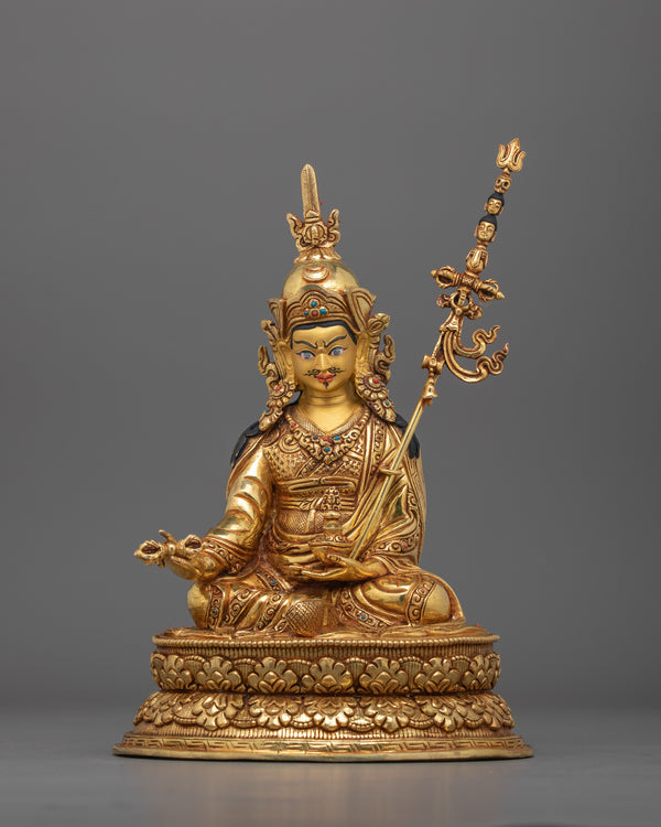 Guru Padmasambhava Gold Gilded Statue