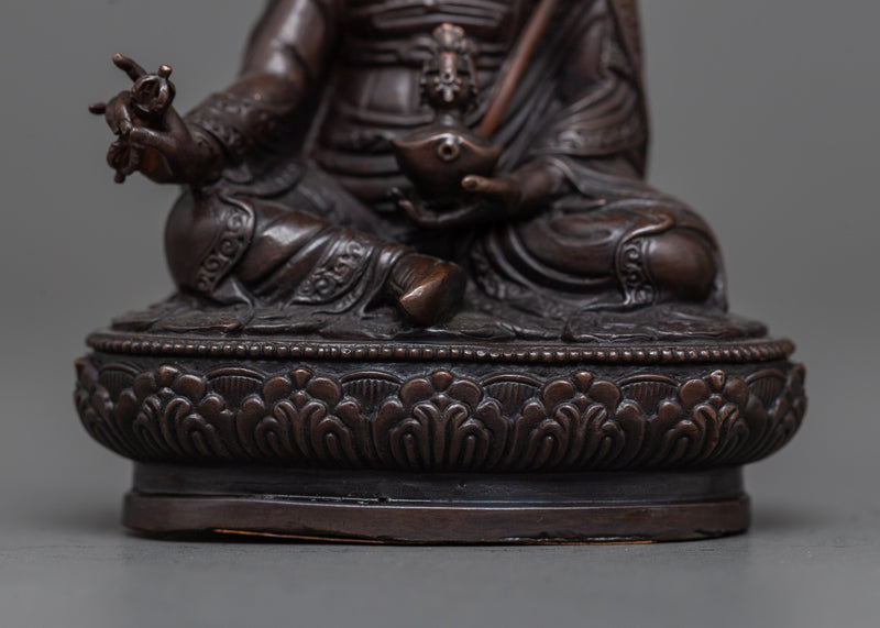 Small Scale Guru Rinpoche Statue | Oxidized Copper Statuette