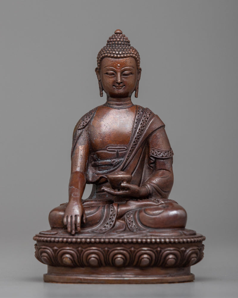 Shakyamuni Buddha Statue | A Compact Oxidized Copper Representation of Enlightenment