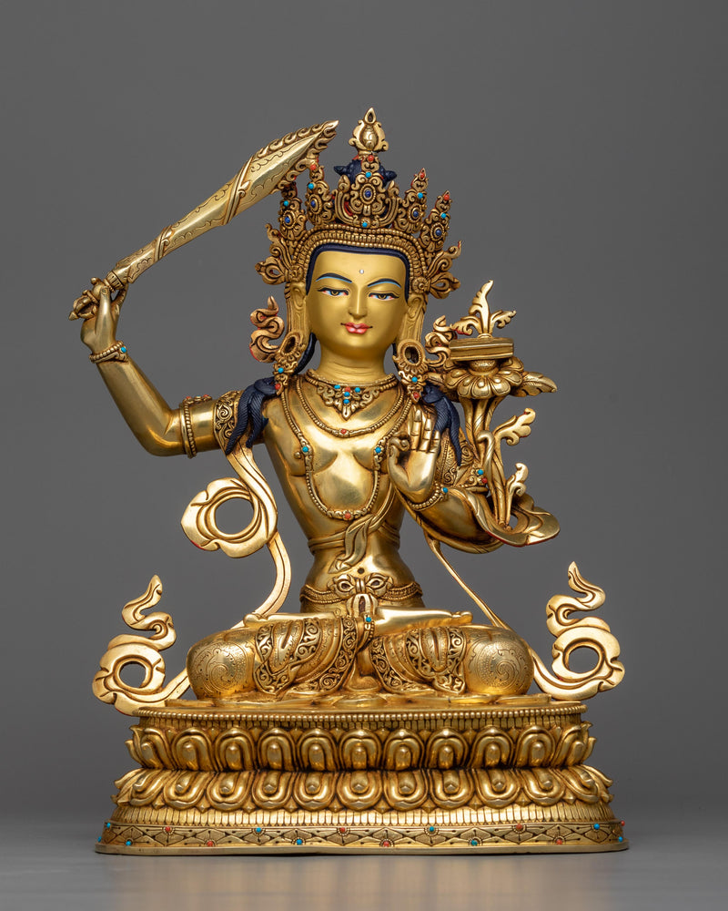 wisdom deity copper sculpture