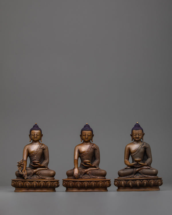 three small buddha statue set