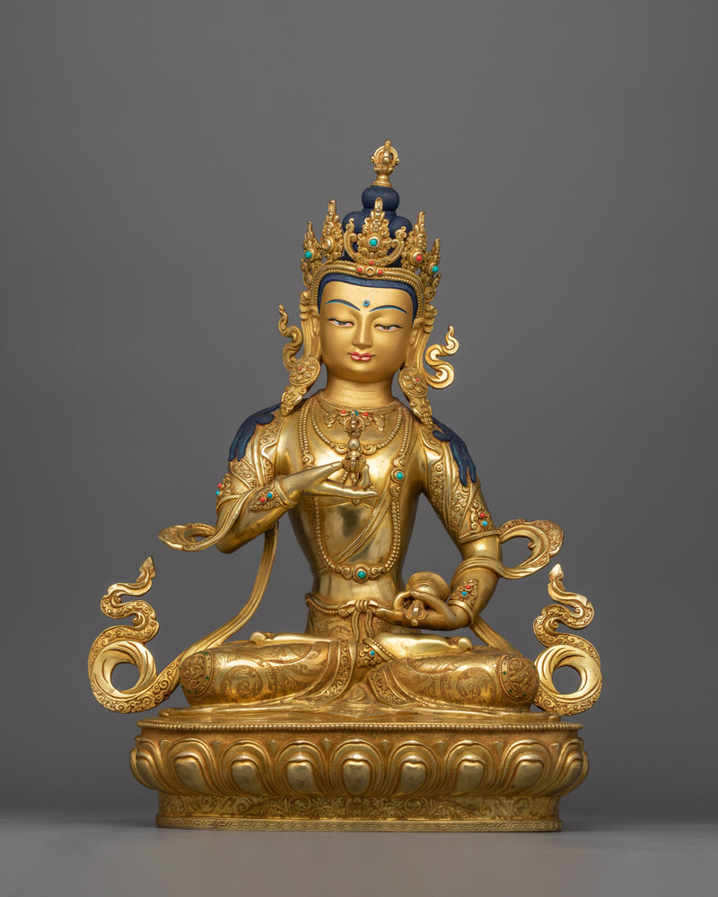 Sacred Vajrasattva Meditation figure | 24K Gold Gilded & Gemstone Art |  Spiritual Decor