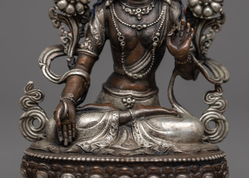 Small White Tara Sculpture | Silver-Plated Symbol of Healing