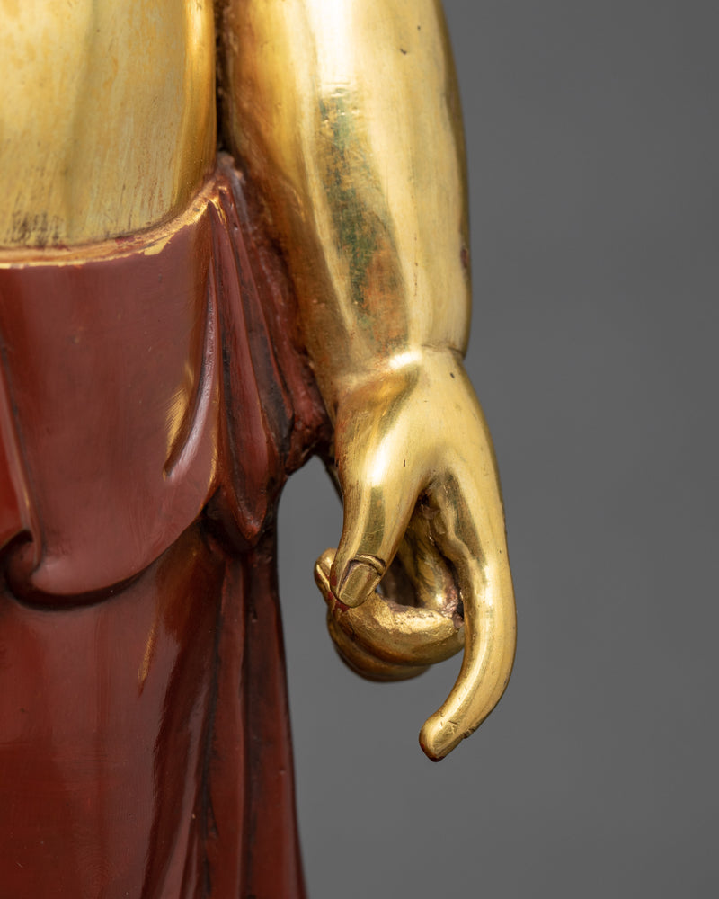 Standing Shakyamuni Buddha Sculpture | 24K Gold Hand Carved Statue