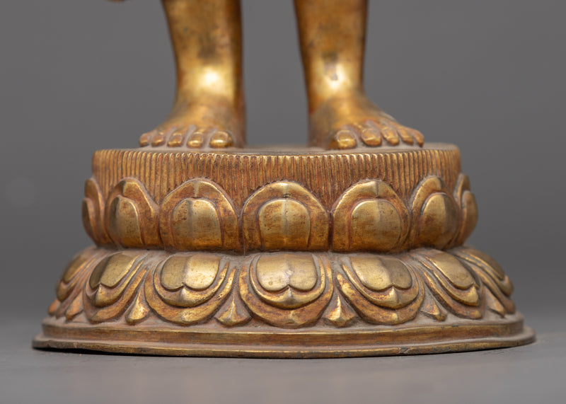 Standing Buddha Shakyamuni Sculpture | Gold Glided Artwork