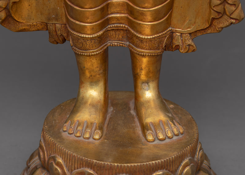 Standing Buddha Shakyamuni Sculpture | Gold Glided Artwork