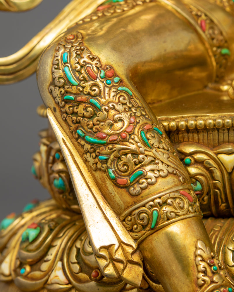 Tibetan Manjushri Gold Statue | Himalayan Art of Nepal