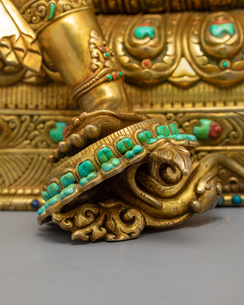 Tibetan Manjushri Gold Statue | Himalayan Art of Nepal