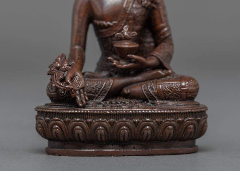 Small Medicine Buddha Statue | Traditional Oxidized Copper Statue