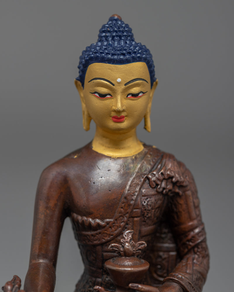 Small Medicine Buddha Statue | Traditional Oxidized Copper Statue