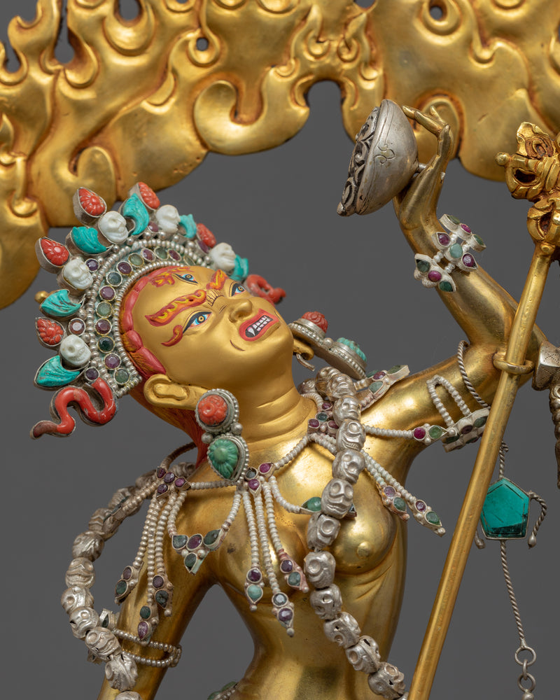 Dakini Vajrayogini Sculpture | Traditional Hand-carved Red Dakini