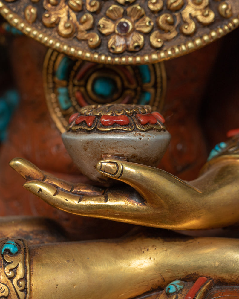 The Buddha Shakyamuni | Handmade Gold Statue | Hand-Crafted Himalayan Art