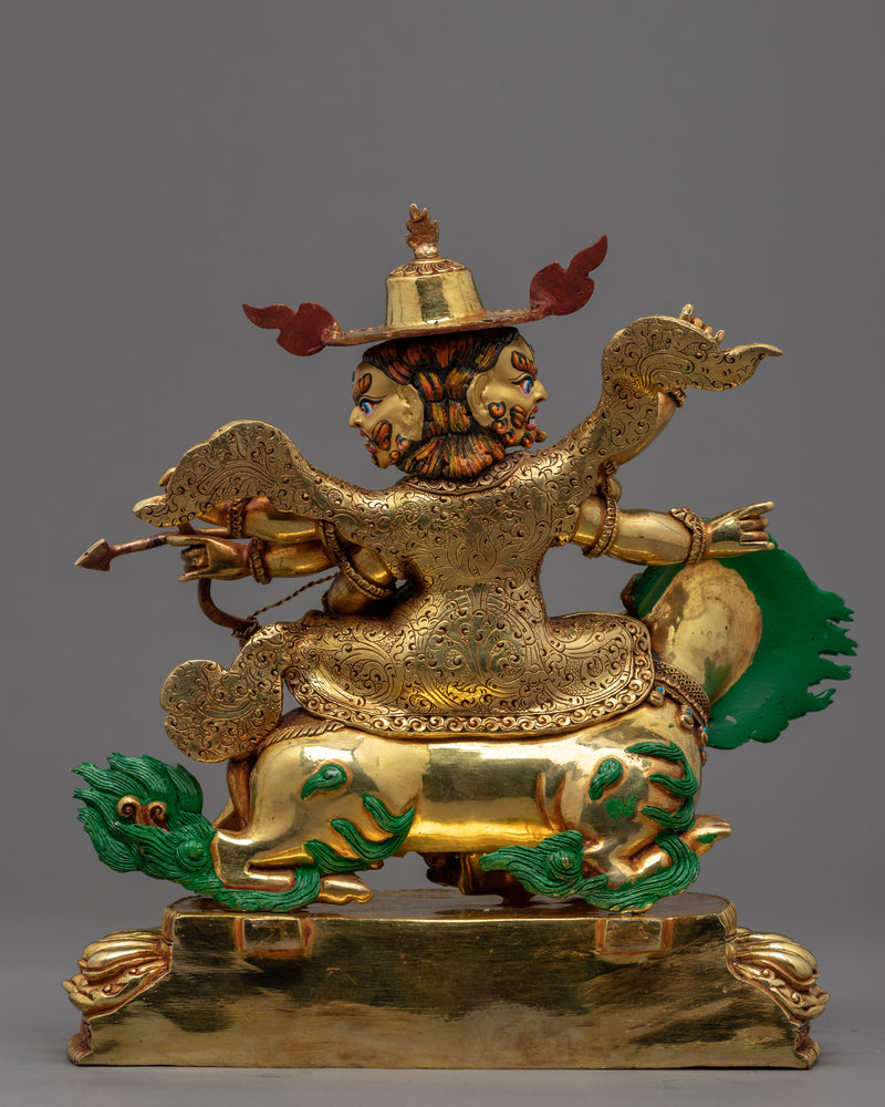 Pehar Gyalpo Statue | The Kind of Worldly Protector | Gold Gilded Statue