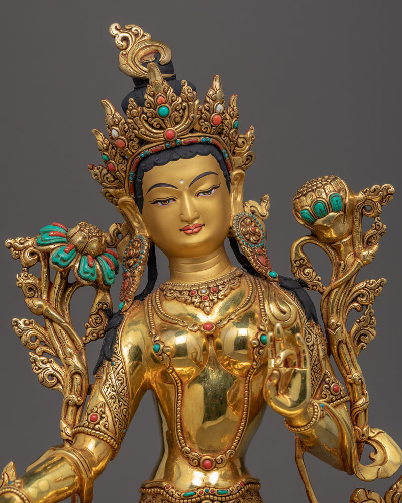 Green Tara Female Buddha |  Hand-crafted Mother Tara Statue